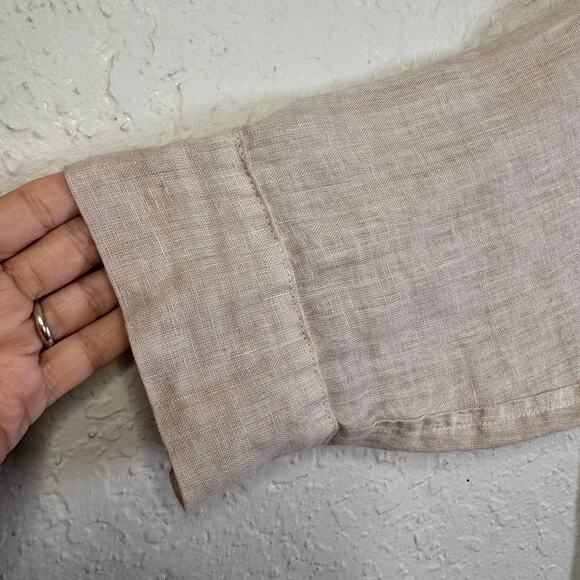 CP SHADES Blouse Large Gigi 100% Linen Two Button Placket Front Crop NWOT - Picture 7 of 12